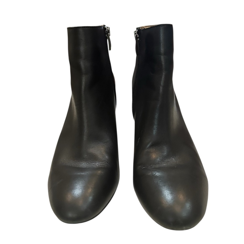 Franco Sarto Black Leather Ankle Boots Size 7.5 Block Heel Zip